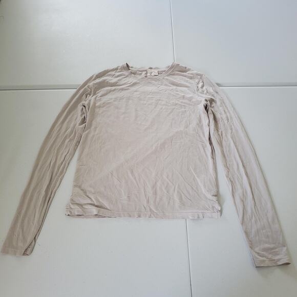 MIKUTA Tops - Mikuta Shirt Womens Medium Beige Long Sleeve Crewneck Lyocell Cotton Embroidered
